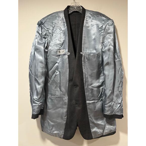 Vintage 100% Wool Sport Coat Suit Jacket Black & Gray Size 39 JL - Picture 7 of 12